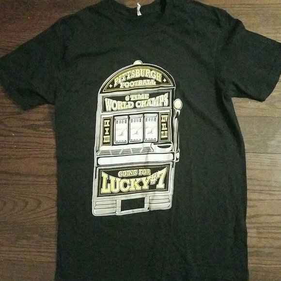 Pittsburgh Steelers 6 Time SB Champs Going for Lucky 7 Vintage Shirt Men's Large - Picture 1 of 2